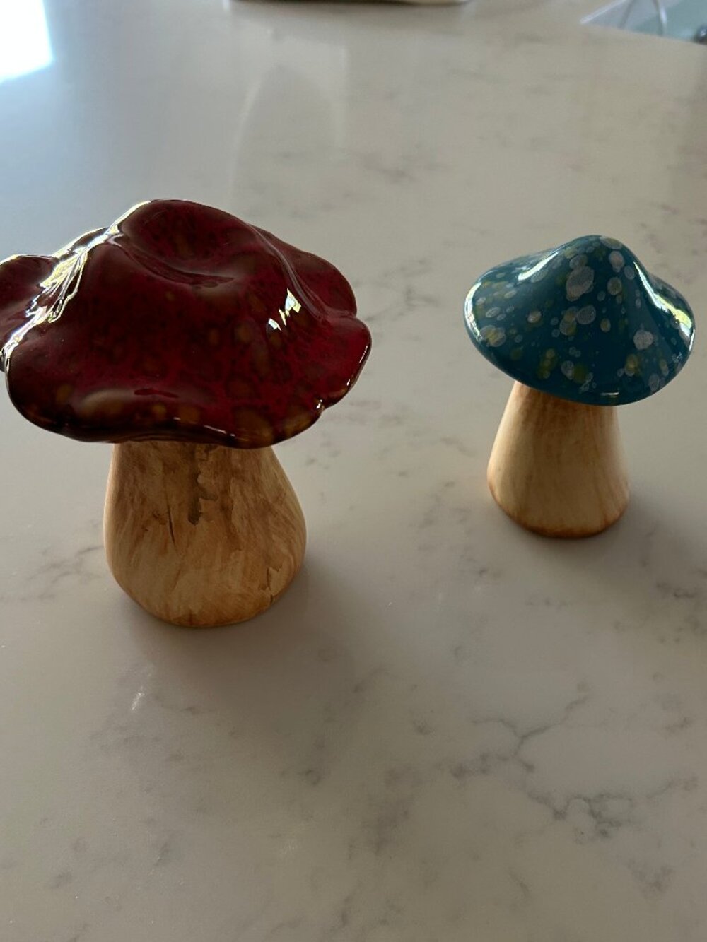 Set/2 Glossy Ceramic Mushrooms
